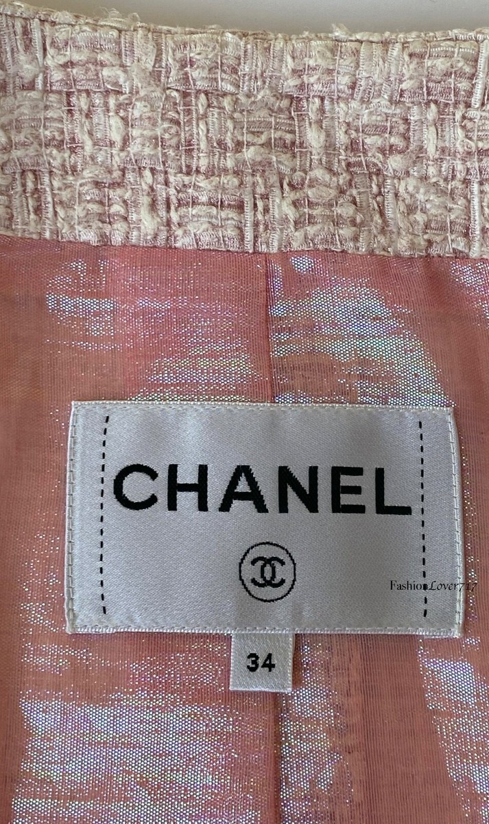 $5150 CHANEL 16P RUNWAY PINK ECRU FANTASY TWEED COAT JACKET 34 | eBay