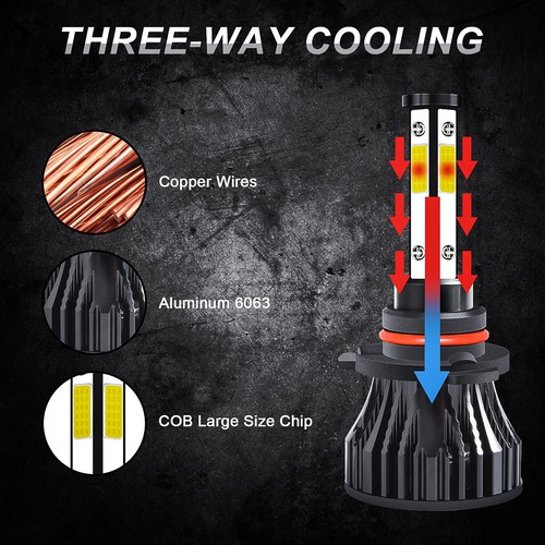 4side 9005+H11 LED Headlights Bulb High Low For Suzuki GSXR600 GSXR750 2008-2010 - Picture 7 of 11