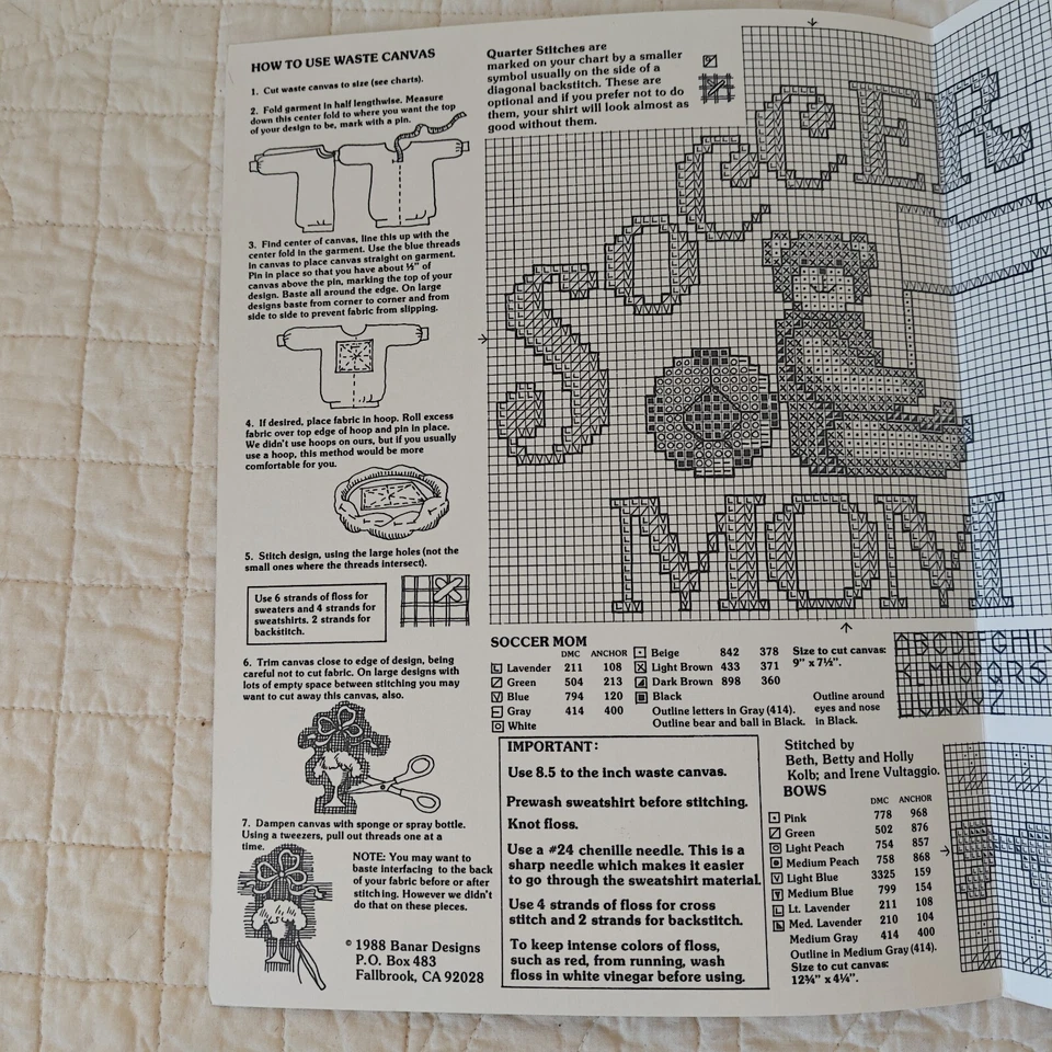 1988 Vtg Sweatshirt Stitchin Counted Cross Stitch Patterns Banar Designs CL 86 - Image 4 of 4