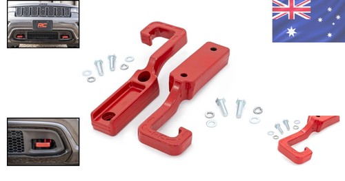 Heavy-Duty Forged Steel Tow Hooks for Jeep Grand Cherokee 15-22 - Red Finish - Picture 2 of 11