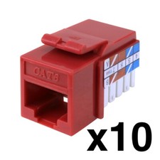 Construct Pro Cat6 RJ-45 Keystone Jack 10 Pack, Red