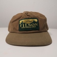 CC Filson Tan Cloth Hat Baseball Logo Mountain USA made fishing Waxed cotton