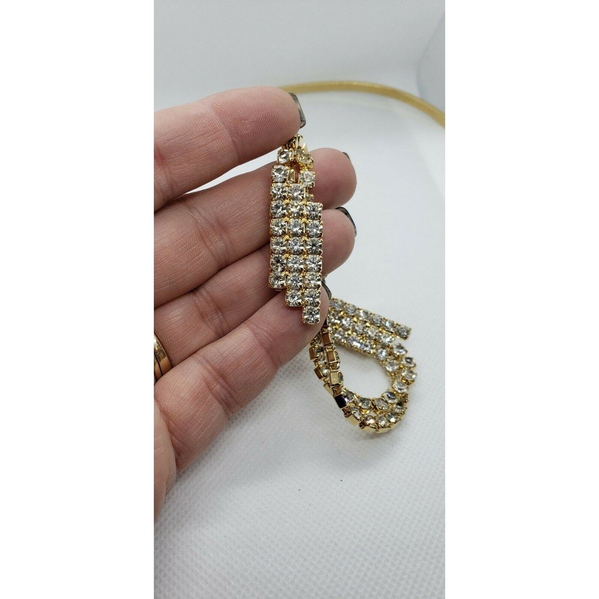 Vintage Rhinestone Gold Coil Stretch Belt Waist Chain 