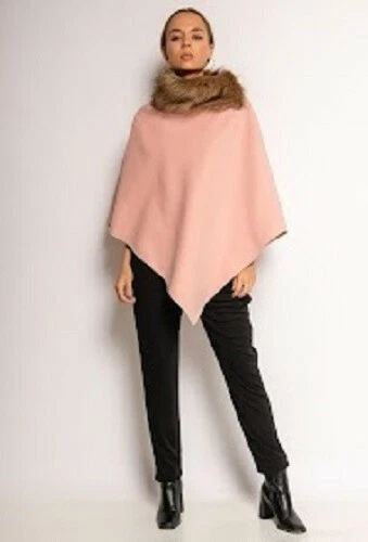 Poncho col 2025 fourrure femme