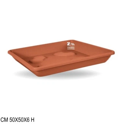 VECA SOTTOVASO QUADRATO IN PLASTICA CM 50X50 COLOR TERRACOTTA PER VASO QUADRATO 54X54
