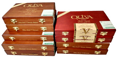 Mixed Lot of 9 Oliva Serie V empty Wooden Hinged Cigar Boxes Craft Organize