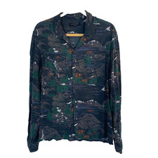 Allsaints Mens Long Sleeve Viscose Shirt Animal Graphic Size L