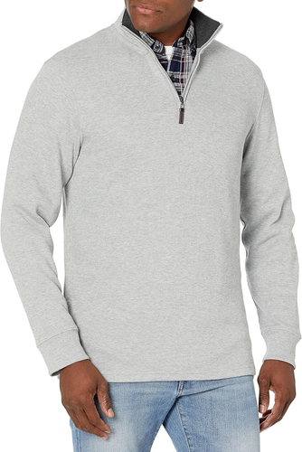Men'S Quarter-Zip French Rib Sweater, Casual Wear