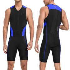 Santic Mens Triathlon Suit Sleeveless Skinsuit Padded Quick-Dry Swim Bike Run