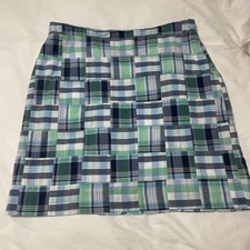 Talbots Women's Skirt Size 8p Blue Green Madras Patchwork A-Line Lined