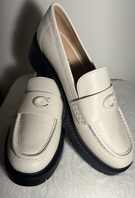 NEW Coach Chalk/Cream Leah Loafers 8 Lug Sole Shoes NIB | eBay
