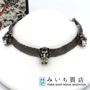 Collier ras du cou tête de lion GUCCI couleur argent bijou accessoire H7055