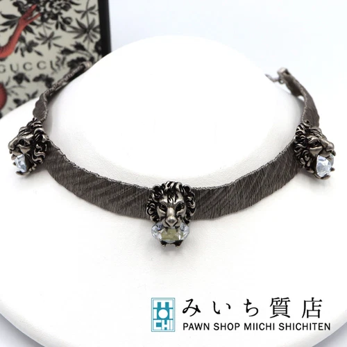 GUCCI Girocollo Testa di Leone Colore Argento Bijou Collana Accessorio H7055