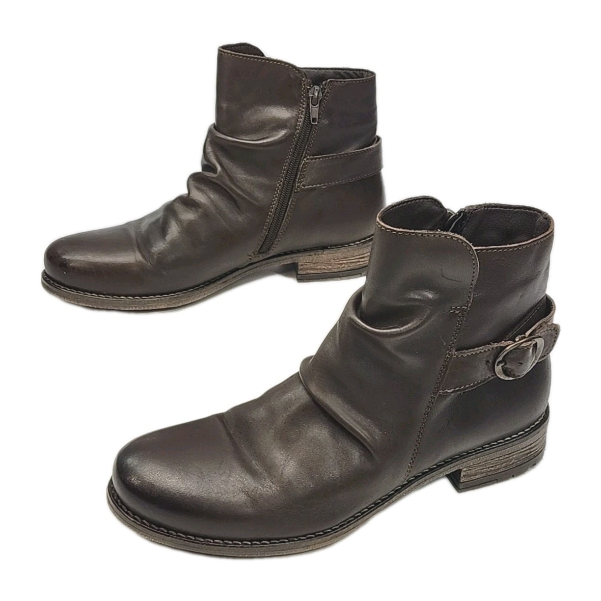 SAOLA Stivali Avellini Chelsea alla caviglia zip pelle marrone taglia 9 EU 40 suola a strappo tacco 1 25"