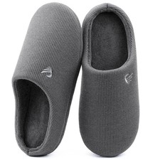 ULTRAIDEAS Men's Comfy Memory Foam Slippers Indoor, House 9-10, Dark Grey