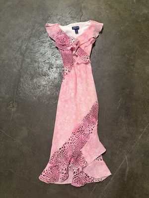 Vintage Limited Too Pink Ruffled Asymmetrical Fairy Leopard Floral Dress 7