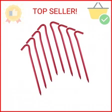 Hikemax 7075 Aluminum Tent Stakes 10 Pack - Ultralight 7 Inch Hook Tent Pegs wit