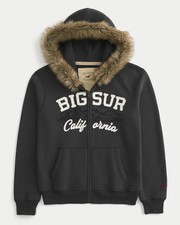 SOLD OUT Hollister Faux Fur Trim Zip-up Big S...