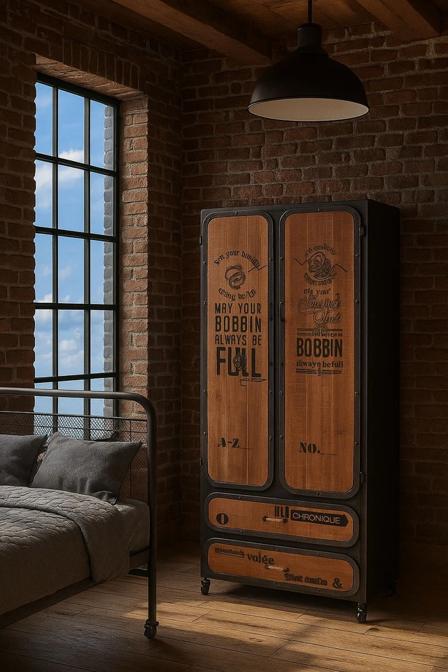 Loft Kleiderschrank Retro Garderobenschrank Industrial Design Wäscheschrank XXL  - Bild 2 von 4