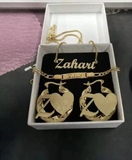 Children’s 3 Piece Custom Name Gold Jewelry Set 18mm Hoops Non-tarnish Toddler
