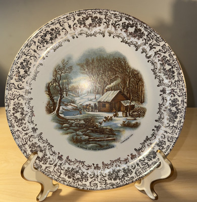 *CURRIER & IVES ''A HOME IN THE WILDERNESS'' 9 1/4'' PLATE FILIGREE MONARCH-R8-F