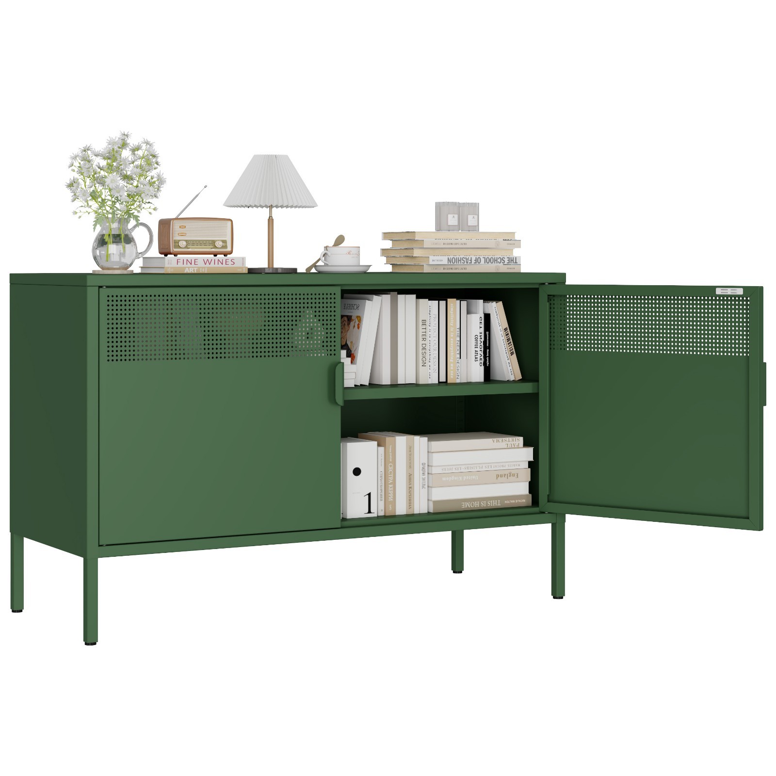 Green Metal Storage Cabinet and TV Stand