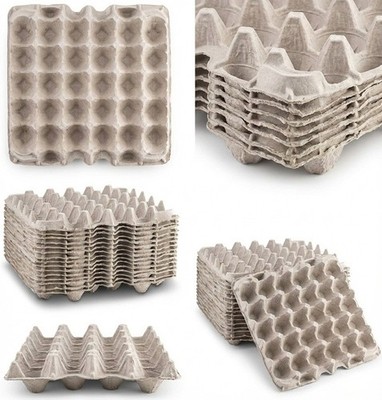 Elifsue Pulp Flat Egg Cartons | Stores 30 Large to Small Eggs - Pack of 30