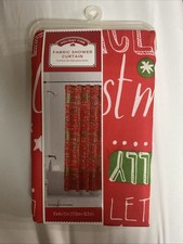 Christmas Shower Curtain "Holiday Sentiments" Fabric Holiday Time Brand New 