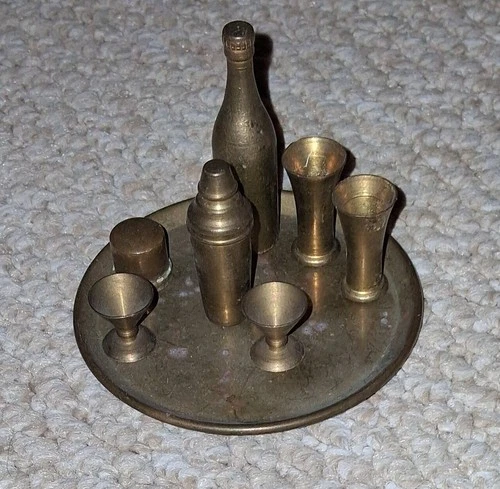 Vintage Brass Miniature Cocktail Set - Dolls House