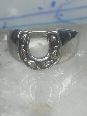 Vintage Black Hills Gold Hufeisen Ring Sterlingsilber 12K Gold Akzent Größe 8