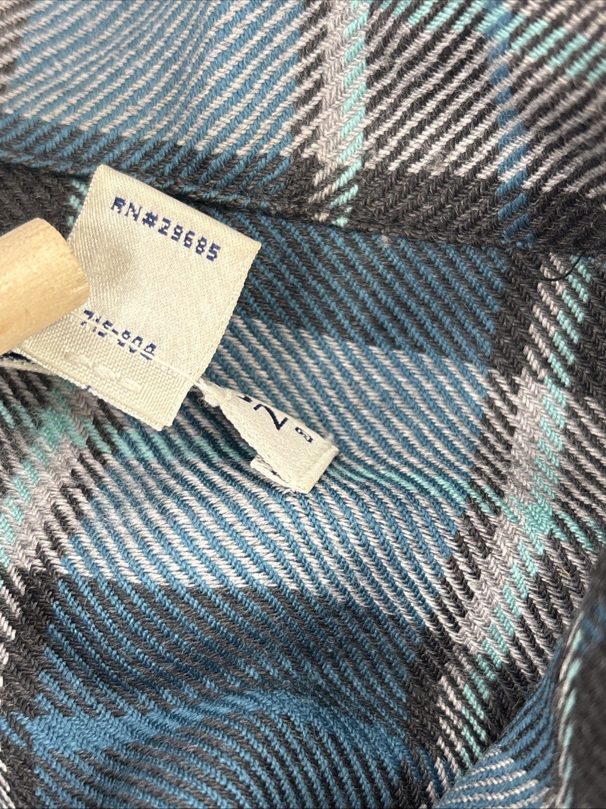 Pendleton Blue/ Gray Plaid Virgin Wool Button Up … - image 8