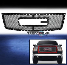 07-13 Gmc Sierra 1500 New Body Upper Rivet Stainless Mesh Grille Grill Logo Show