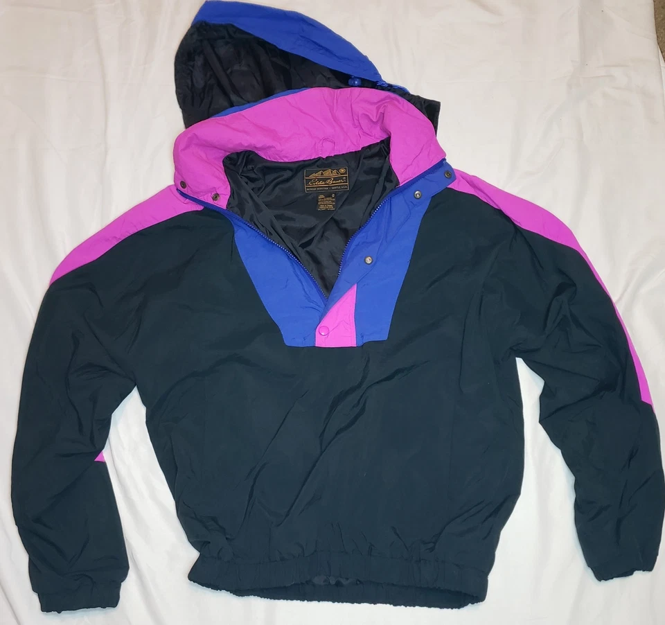 Vintage Eddie Bauer Mens Hideaway Hood Nylon Windbreaker Jacket Size Medium - Image 3 of 4