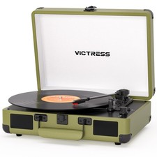 Vinyl Record Player with Bluetooth in/Out, Retro Portable Suitcase Record Pla...