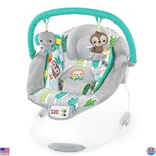 Bright Starts Jungle Vines Baby Bouncer - Vibrations, Music, Toy-Bar, 0-6 Months
