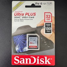 SanDisk Ultra PLUS 32GB SDHC UHS-I Memory Card 130MB/s C10 U1 SDSDUW3-032G-AT6IN