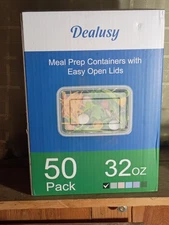 Meal Prep Containers 32oz, 50 Pack with Lids, Freezer & Microwave New in Box