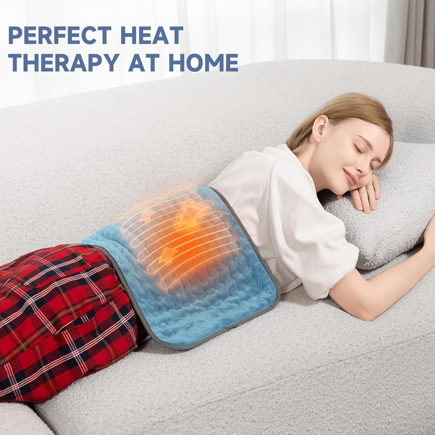 Electric Heating Pad for Back and Shoulder Pain Relief, Soft Heat Blanket wit...