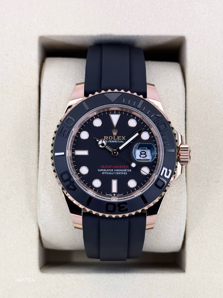 New 2025 Rolex Yacht-Master 40mm 126655 Rose Gold Oysterflex Black