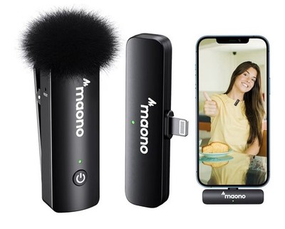 MAONO Wireless Lavalier Microphone  iPhone iPad, MFi Certified, 2.4GHz Wireless