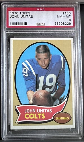 1970 Topps - Johnny Unitas #180 Colts HOF QB -  PSA 8 NM-MT