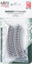 Kato 20176 N Unitrack 4 5/8" 117mm Radius Curve 45 Degree Section 4-Pack 