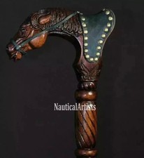 Hand Carved Horse Head Handle Wooden Walking Stick Handmade Animal Walking Cane