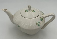 VNTG BELLEEK HARP SHAMROCK TEAPOT WITH LID GR...