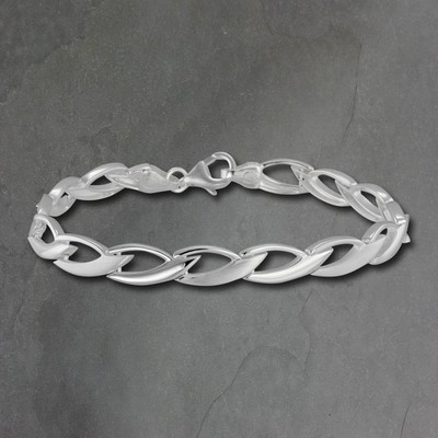 SilberDream 19cm Silberarmband Zopf matt silber Damen Armschmuck SDA438J
