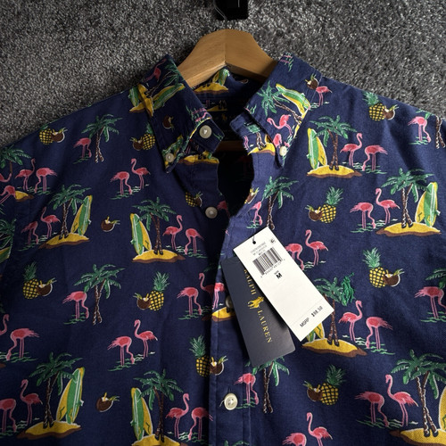 RALPH LAUREN HAWAIIAN SHIRT NEW WITH TAGS BUTTON DOWN MEN'S MEDIUM SHORT SLEEVE