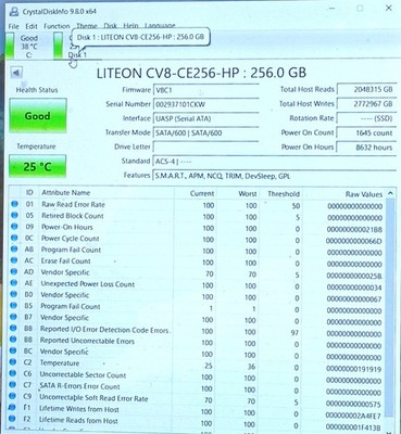 CV8-CE256-HP | 256GB Lite-On  2.5'' SATA | L15369-001 | Solid State Drive