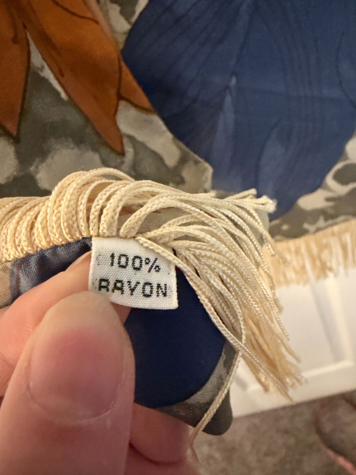 Fringed Rectangular Scarf Reversible Two Differen… - image 4