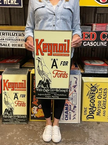 Antique Vintage Old Style Keynoil Fords Eagle Oil Made in USA