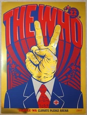 2022 The Who- Seattle Silkscreen on Gold Foil Concert Poster by Ames Bros